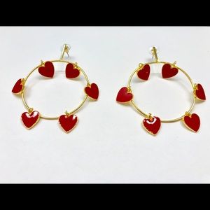 Red hearts hoop earrings